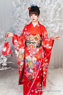 Kimono Cao Cấp Chuẩn Nhật Màu Đỏ Lễ Hội