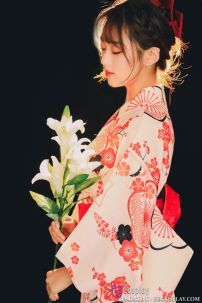 Áo Yukata Mẫu Đơn Tone Cam Hồng