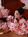 Áo Yukata Mẫu Đơn Tone Cam Hồng