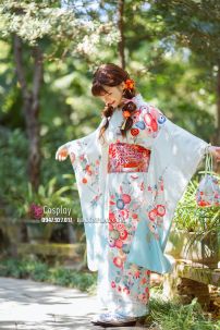 Kimono White Sky Bầu Trời Xanh