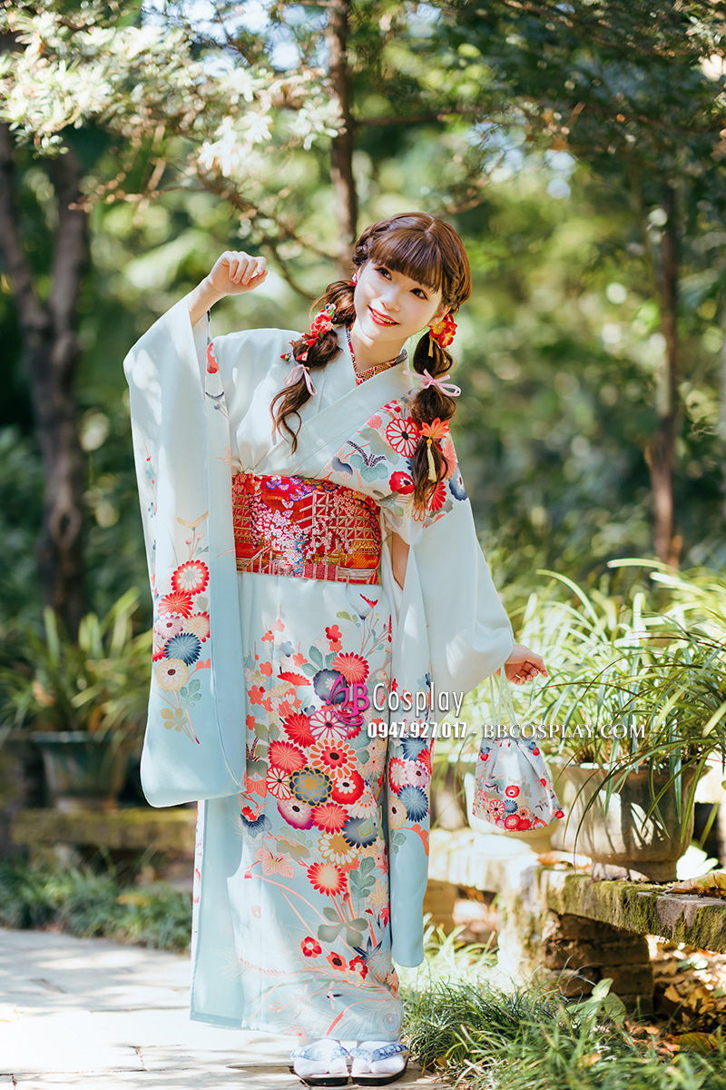 Kimono White Sky Bầu Trời Xanh