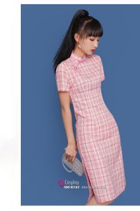 Sườn Xám 2023 Caro Hồng