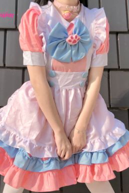 Đồ Maid Pastel Hồng Phối Xanh