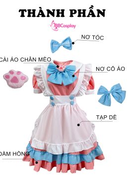 Đồ Maid Pastel Hồng Phối Xanh