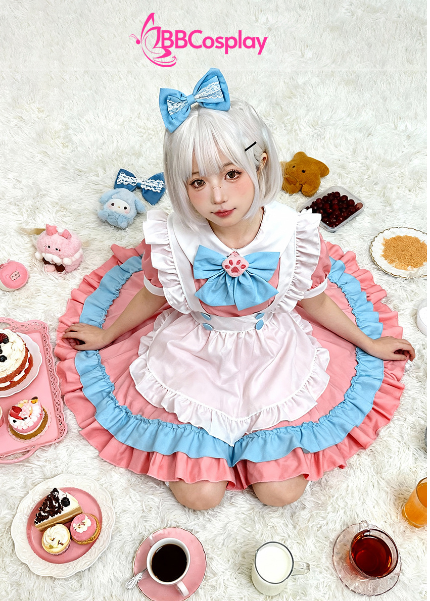 Đồ Maid Pastel Hồng Phối Xanh