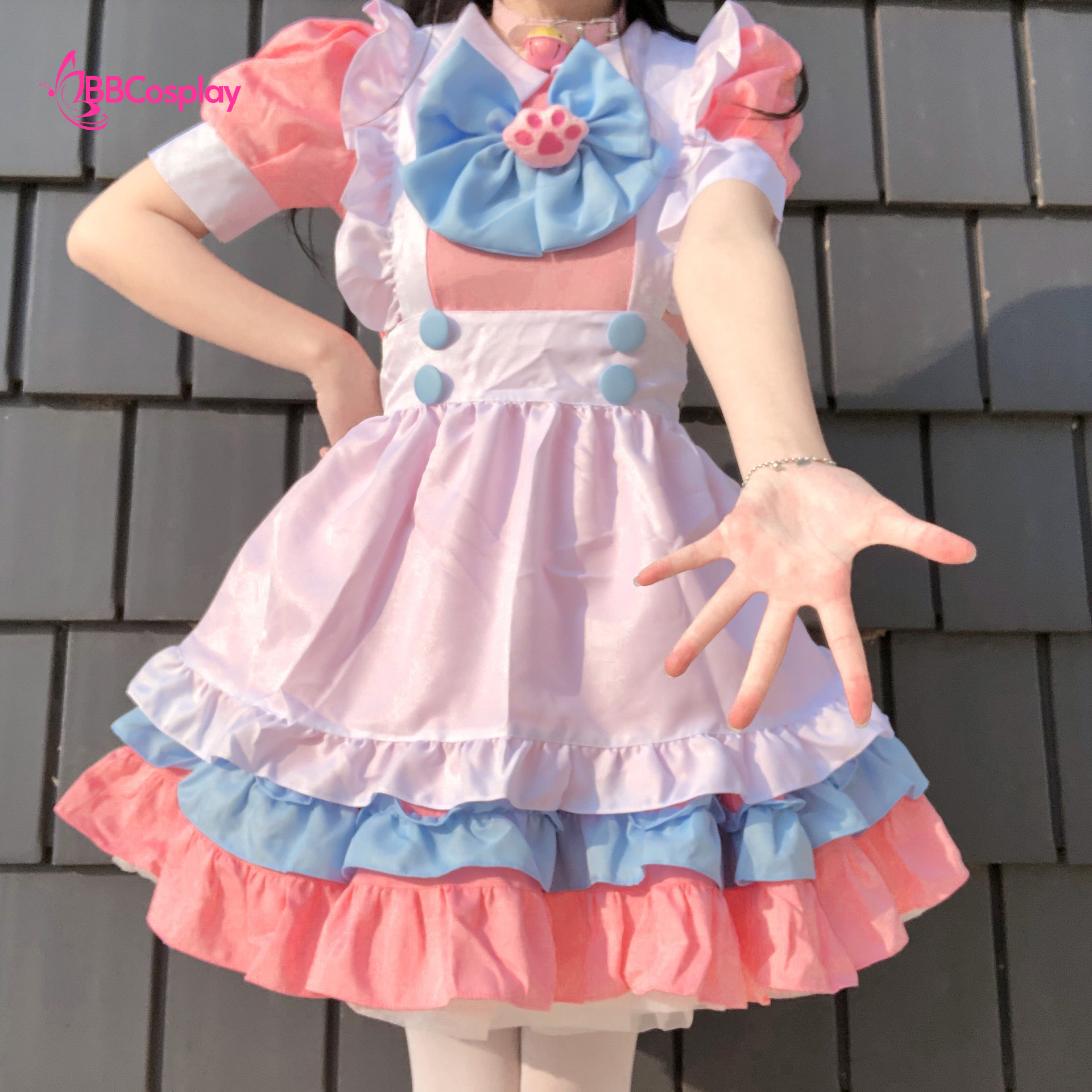 Đồ Maid Pastel Hồng Phối Xanh