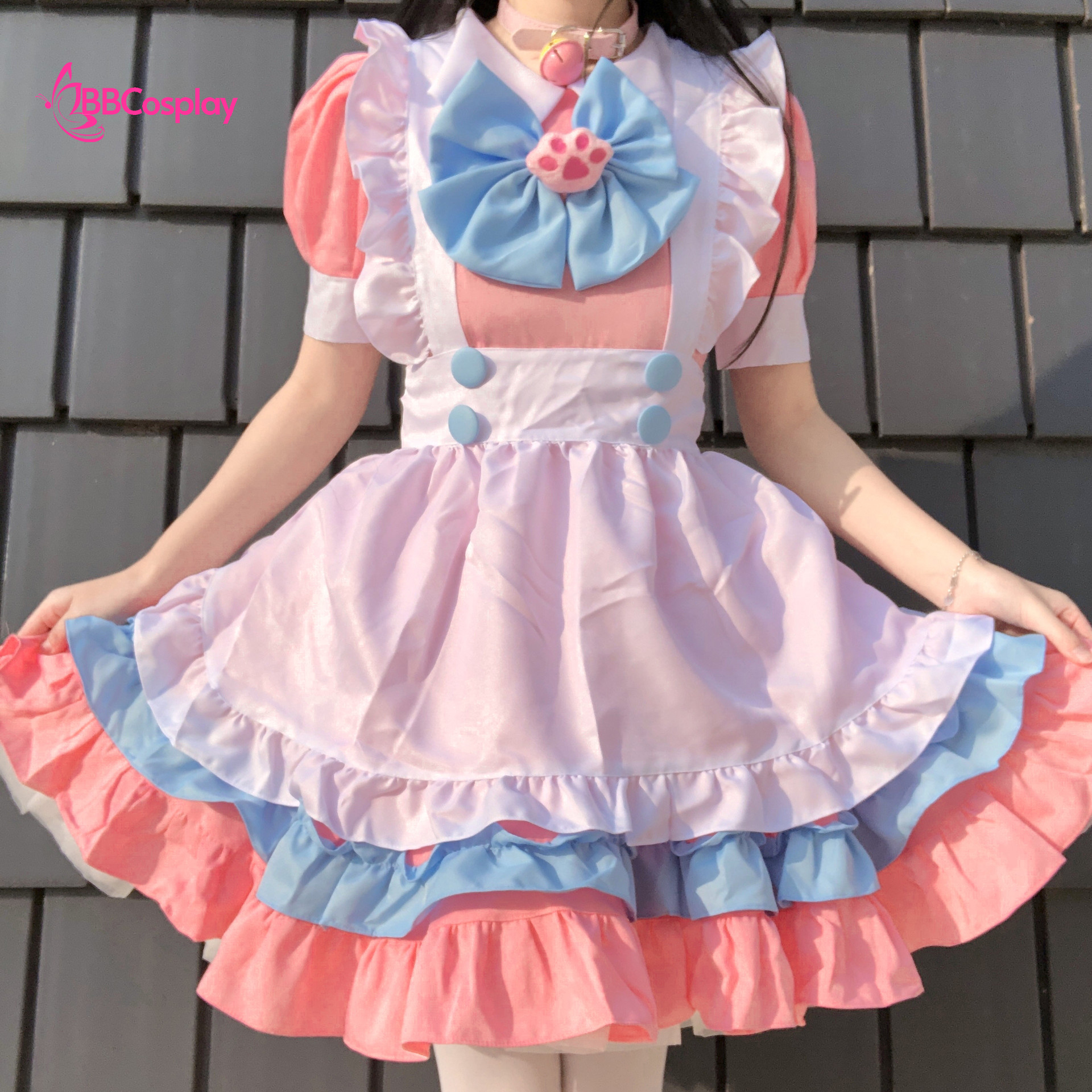 Đồ Maid Pastel Hồng Phối Xanh