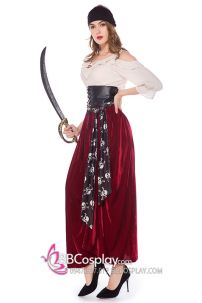 Trang Phục Nữ Cướp Biển Váy Dài Đỏ Nhung