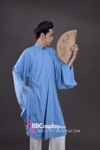 Trang Phục Việt Phục Ngũ Thân Tay Thụng Xanh 1 Lớp Giá Rẻ