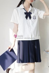 Đồng Phục Nữ Sinh Hàn Quốc Màu Trắng Váy Xanh Đen