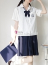 Đồng Phục Nữ Sinh Hàn Quốc Màu Trắng Váy Xanh Đen