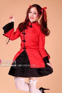 Qiloli Tay Bèo Áo Đỏ Váy Đen