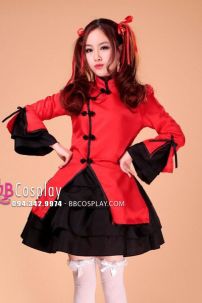 Qiloli Tay Bèo Áo Đỏ Váy Đen