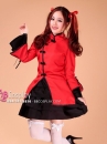 Qiloli Tay Bèo Áo Đỏ Váy Đen