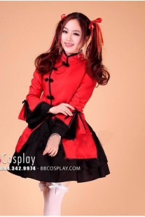 Qiloli Tay Bèo Áo Đỏ Váy Đen