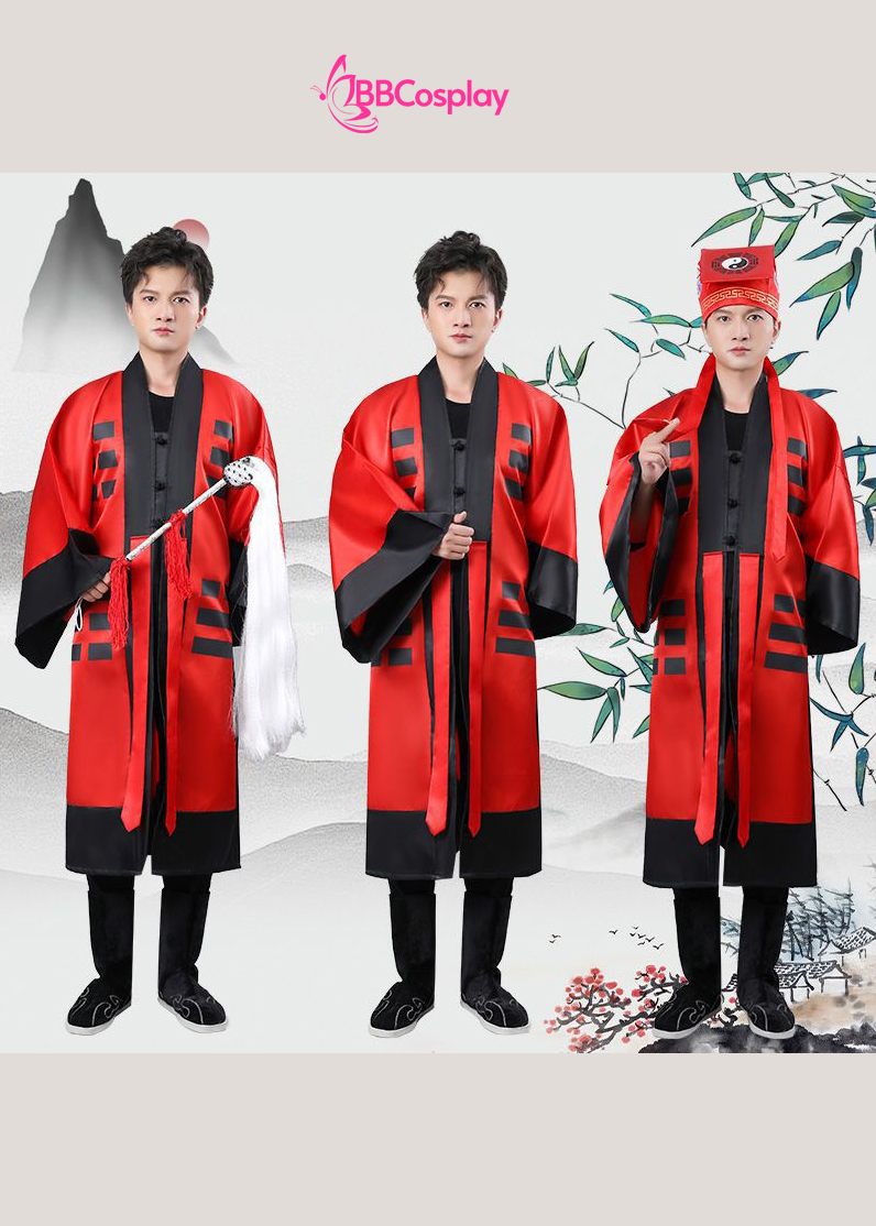 Đồ Pháp Sư Đạo Sĩ Hình Âm Dương - Màu Đỏ