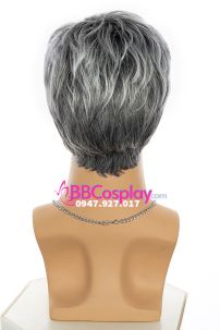 Tóc Giả Nam Thời Trang Xám Line Trắng