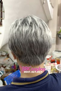 Tóc Giả Nam Thời Trang Xám Line Trắng