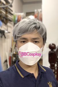 Tóc Giả Nam Thời Trang Xám Line Trắng