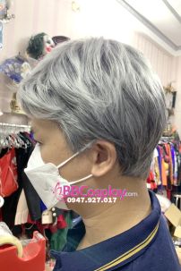 Tóc Giả Nam Thời Trang Xám Line Trắng