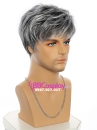 Tóc Giả Nam Thời Trang Xám Line Trắng