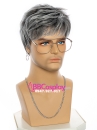 Tóc Giả Nam Thời Trang Xám Line Trắng