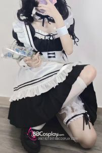 Trang Phục Nàng Hầu Maid Tay Phồng Kèm Tạp Dề Nơ Đáng Yêu - Màu Đen