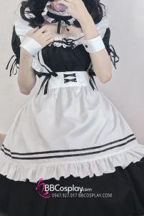 Trang Phục Nàng Hầu Maid Tay Phồng Kèm Tạp Dề Nơ Đáng Yêu - Màu Đen