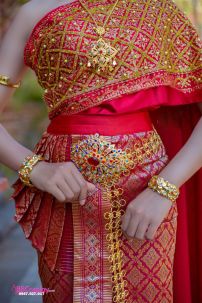 Trang Phục Thái Lan Áo Đỏ Kim Sa- Váy Đỏ Kim Tuyến