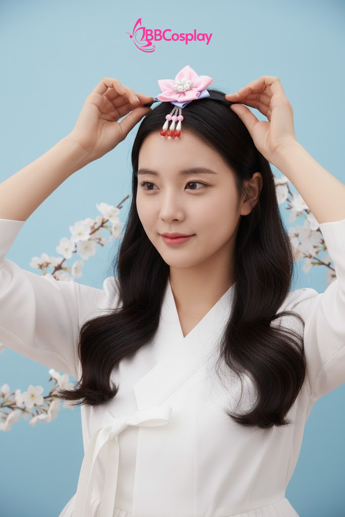 Băng Cài Tóc Hanbok - Hoa Hồng Xanh