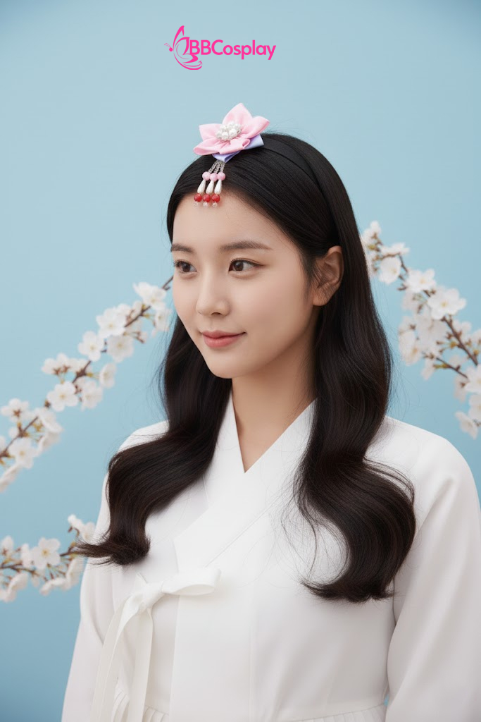 Băng Cài Tóc Hanbok - Hoa Hồng Xanh