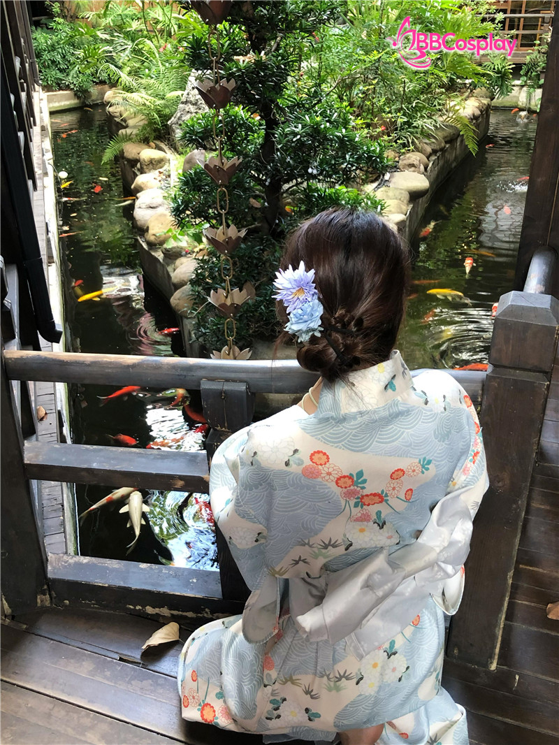 Yukata Xanh Sóng Biển Ngàn Hoa