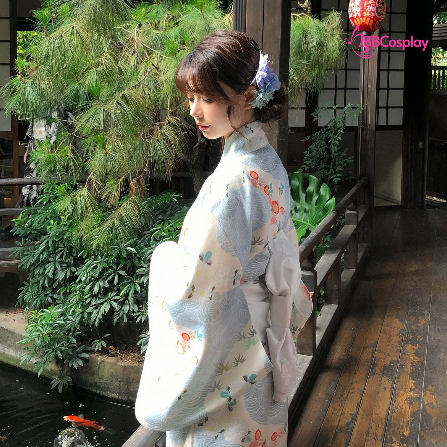 Yukata Xanh Sóng Biển Ngàn Hoa