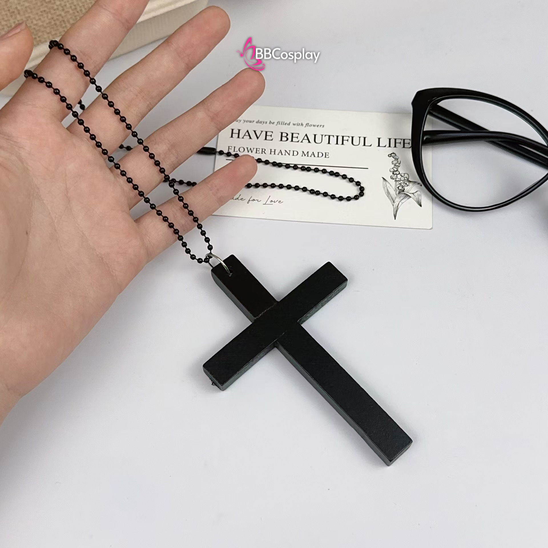 Dây Chuyền Thánh Giá Bằng Gỗ  - Màu Đen