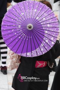 Dù Giấy Tím Đậm 1 Xoáy -Dù Nhật Bản Wagasa