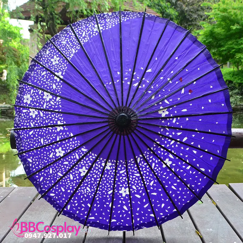 Dù Giấy Tím Đậm 1 Xoáy -Dù Nhật Bản Wagasa