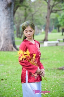 Đồ Bà Ba Phi Đỏ Đô Hoa Vẽ Tay Nữa Áo