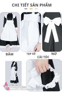 Đầm Maid Bigsize - Đầm Maid Cho Nam - Trang Phục Hầu Gái Dáng Dài Màu Đen