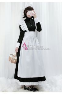 Đầm Maid Bigsize - Đầm Maid Cho Nam - Trang Phục Hầu Gái Dáng Dài Màu Đen