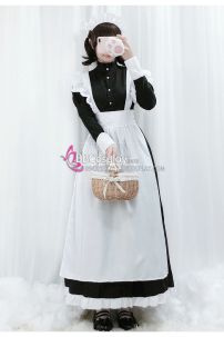 Đầm Maid Bigsize - Đầm Maid Cho Nam - Trang Phục Hầu Gái Dáng Dài Màu Đen