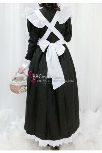 Đầm Maid Bigsize - Đầm Maid Cho Nam - Trang Phục Hầu Gái Dáng Dài Màu Đen