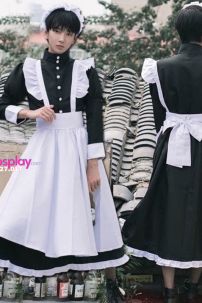 Đầm Maid Bigsize - Đầm Maid Cho Nam - Trang Phục Hầu Gái Dáng Dài Màu Đen