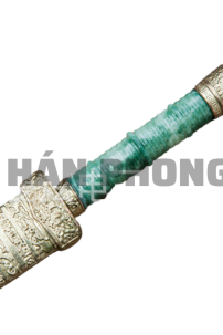 Kiếm Hán Phong Thủy Hoạ Tiết Mã Não Kim Loại Xanh 29Cm