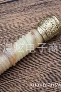 Kiếm Hán Phong Thủy Hoạ Tiết Mã Não Kim Loại Nâu Pha Trắng 29Cm