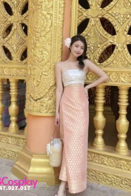 Đồ Thái Lan Sexy Áo Trắng - Váy Cam