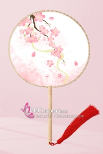 Quạt Tròn Hoa Đào Hồng