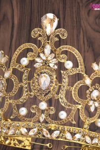 Vương Miện Vàng Đính Kim Cương Thời Trang Loại Cao 16Cm