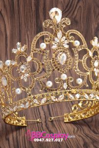 Vương Miện Vàng Đính Kim Cương Thời Trang Loại Cao 16Cm