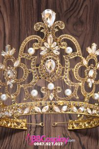 Vương Miện Vàng Đính Kim Cương Thời Trang Loại Cao 16Cm