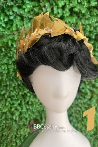 Vòng Lá Nguyệt Quế Vàng Đính Hạt Nữa Đầu